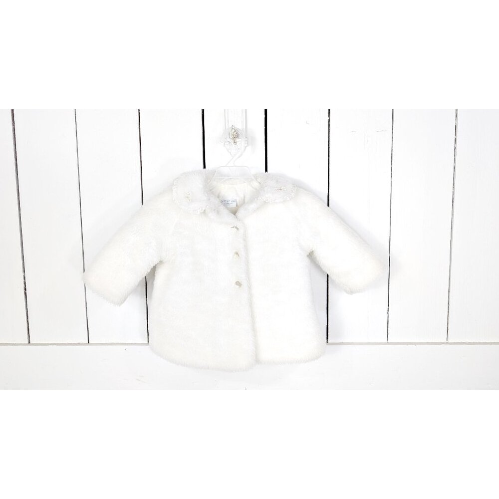 Toddler girls white faux fur button front jacket
